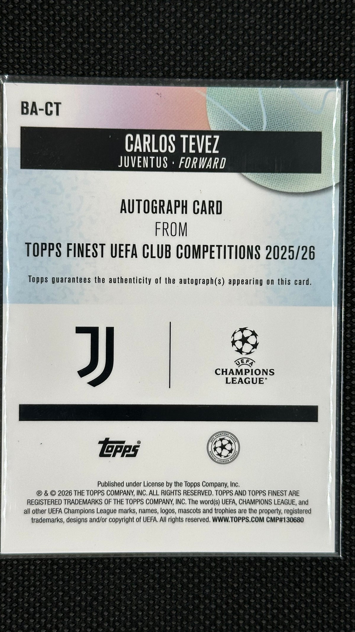 Carlos Tevez black gold auto /10 Topps finest