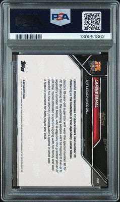 2025 Topps Now Lamine Yamal Messi Legacy Gold Refractor /50 #2 PSA 8 NM-MT