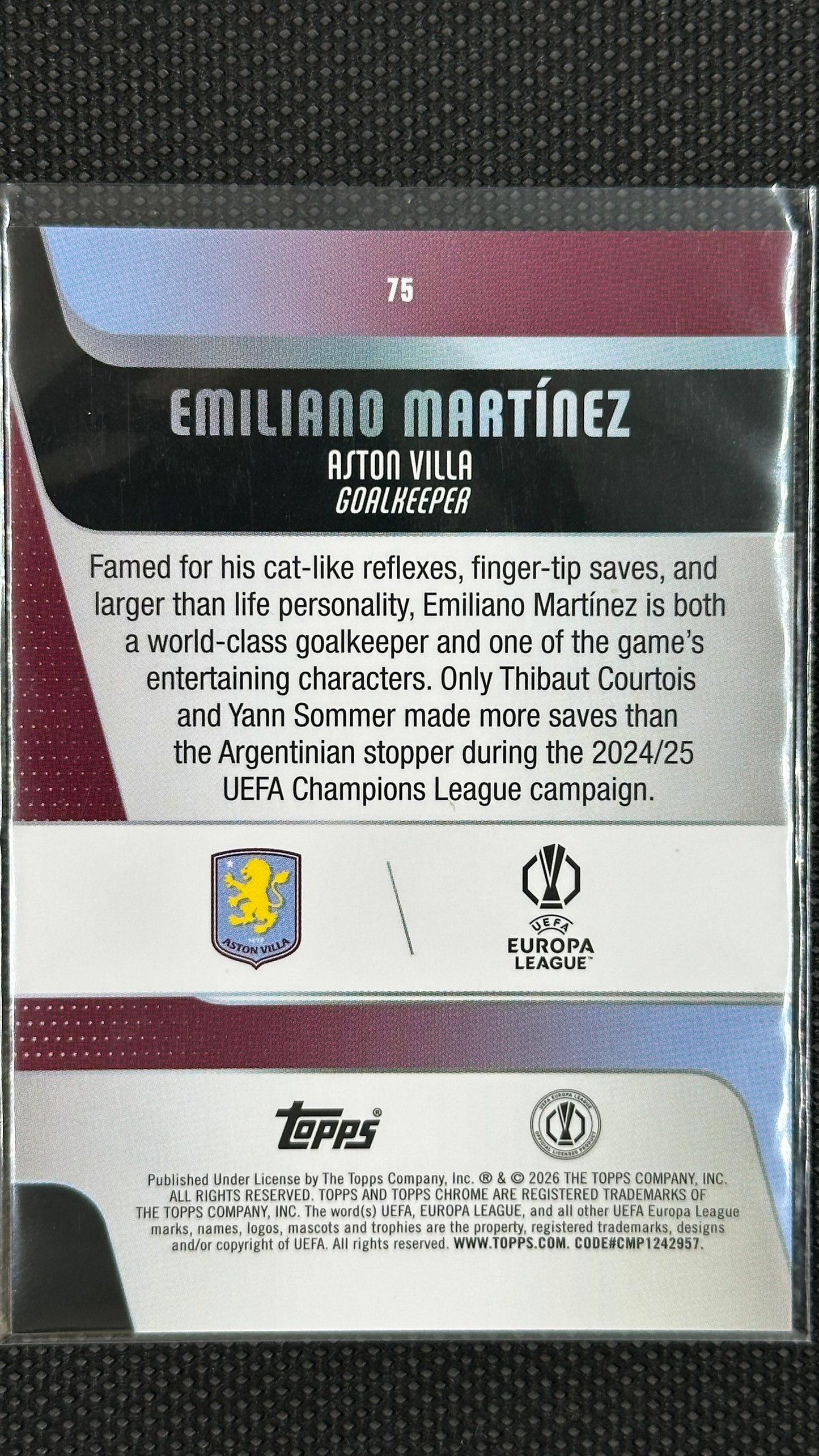 Emiliano Martinez /10 Topps chrome UCC Aston villa