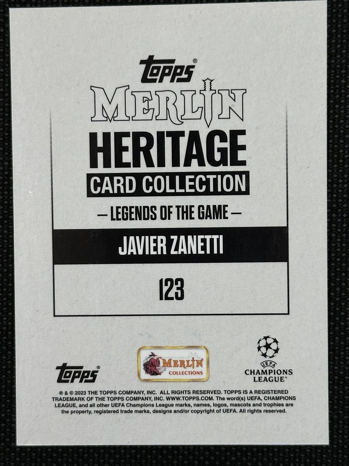 Javier Zanetti /49 Autograph Topps Merlin Heritage UCL 2023