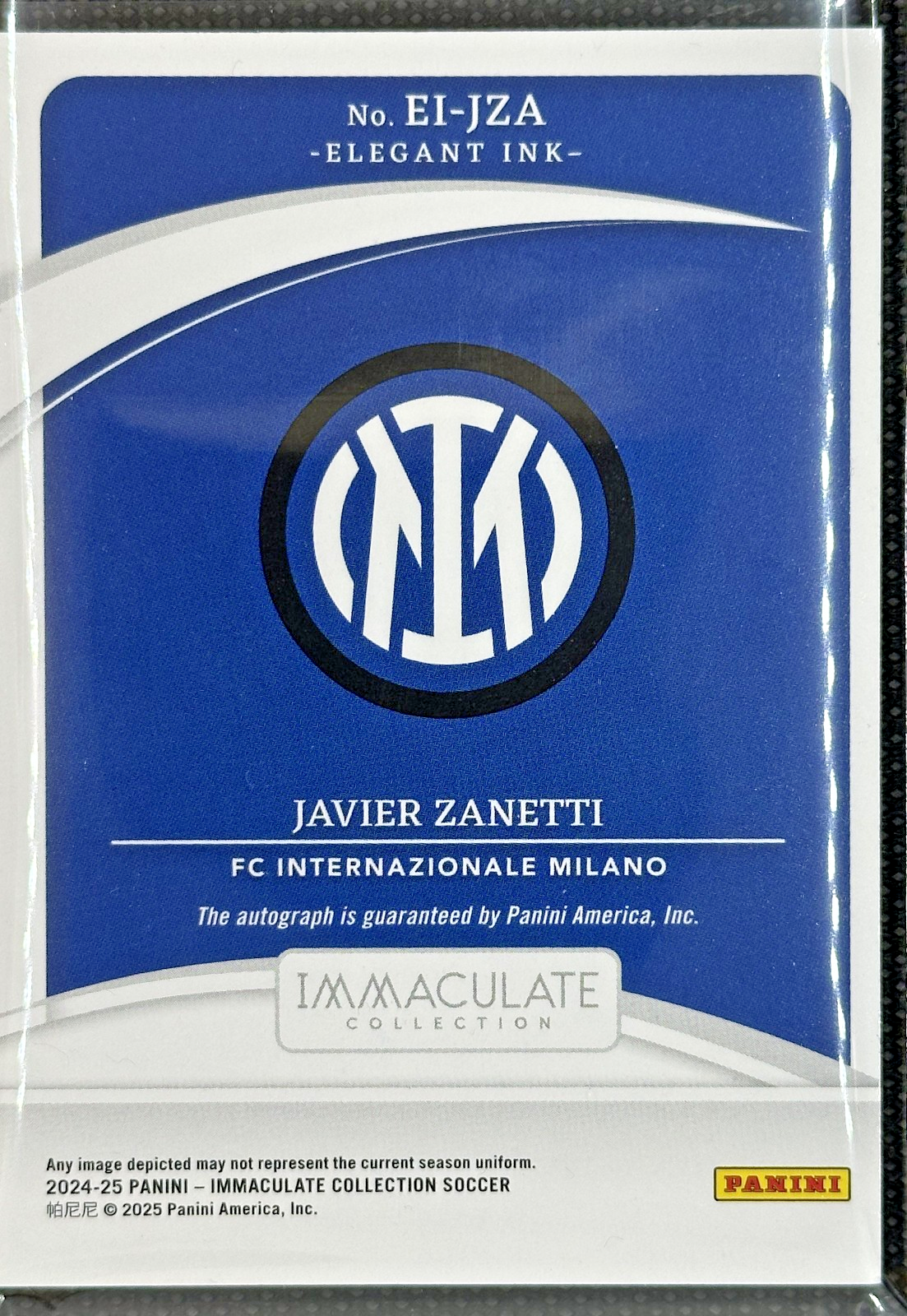 Javier Zanetti Auto /5 Panini Immaculate 2024/25 Elegant Ink Jersey Number