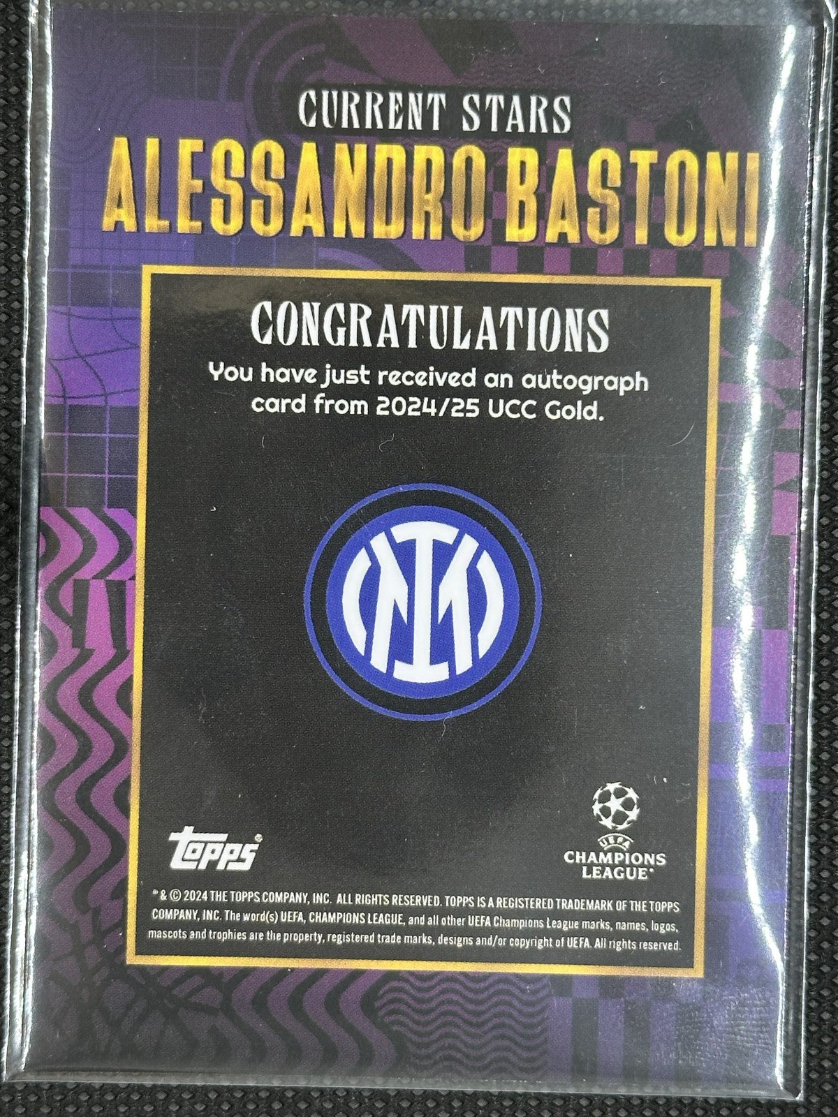 Alessandro Bastoni Autograph Topps UEFA Champions League 2024