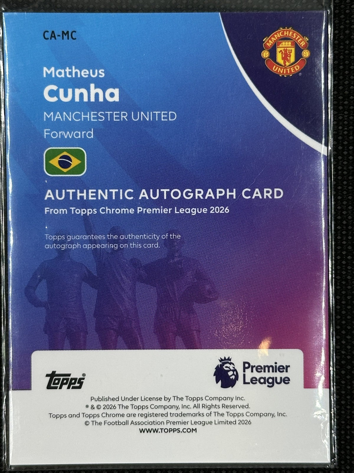 Matheus Cunha Autograph Topps Chrome Premier League 2026