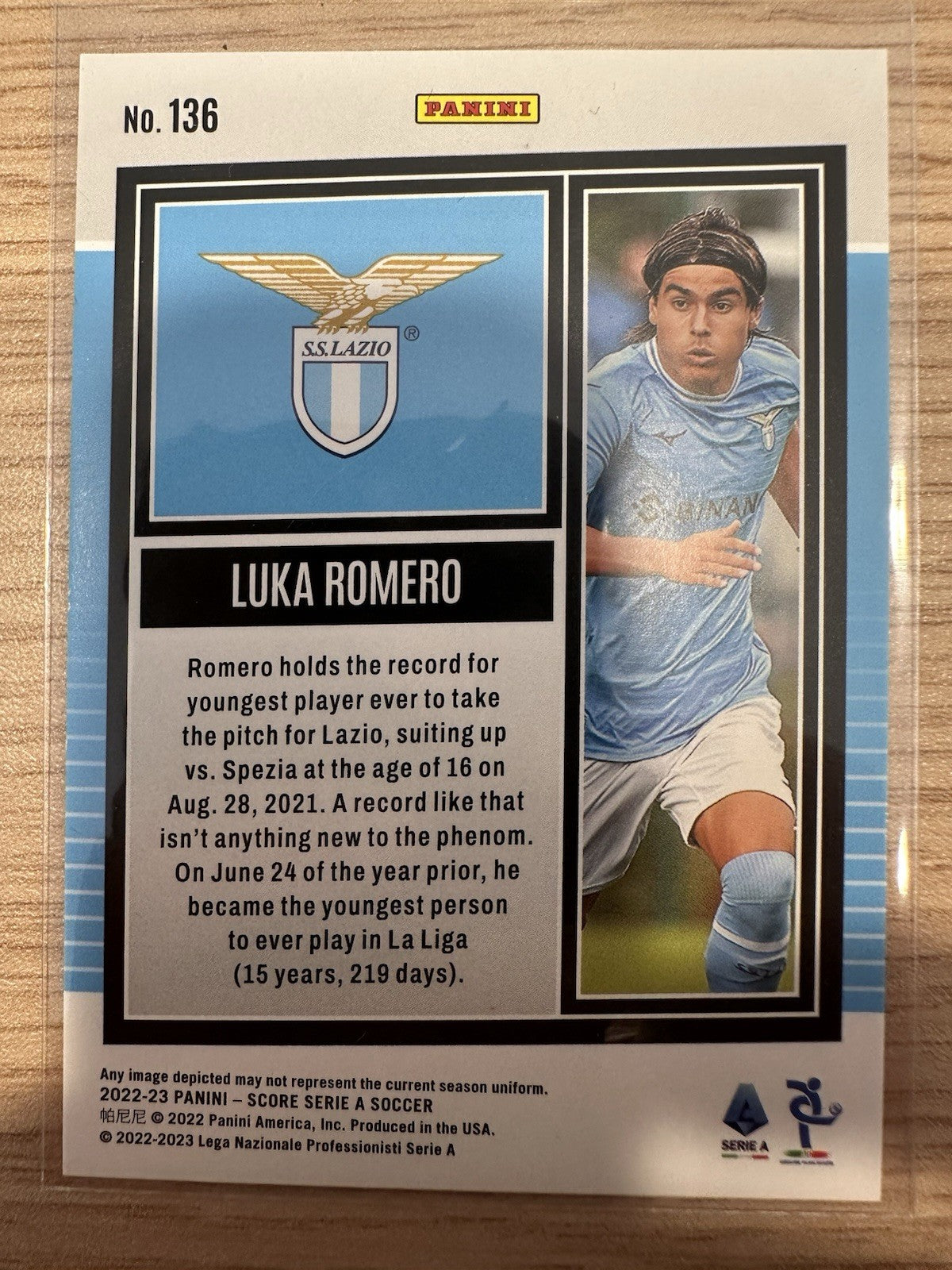 Luka Romero Rookie Panini Score Serie A 2022/23