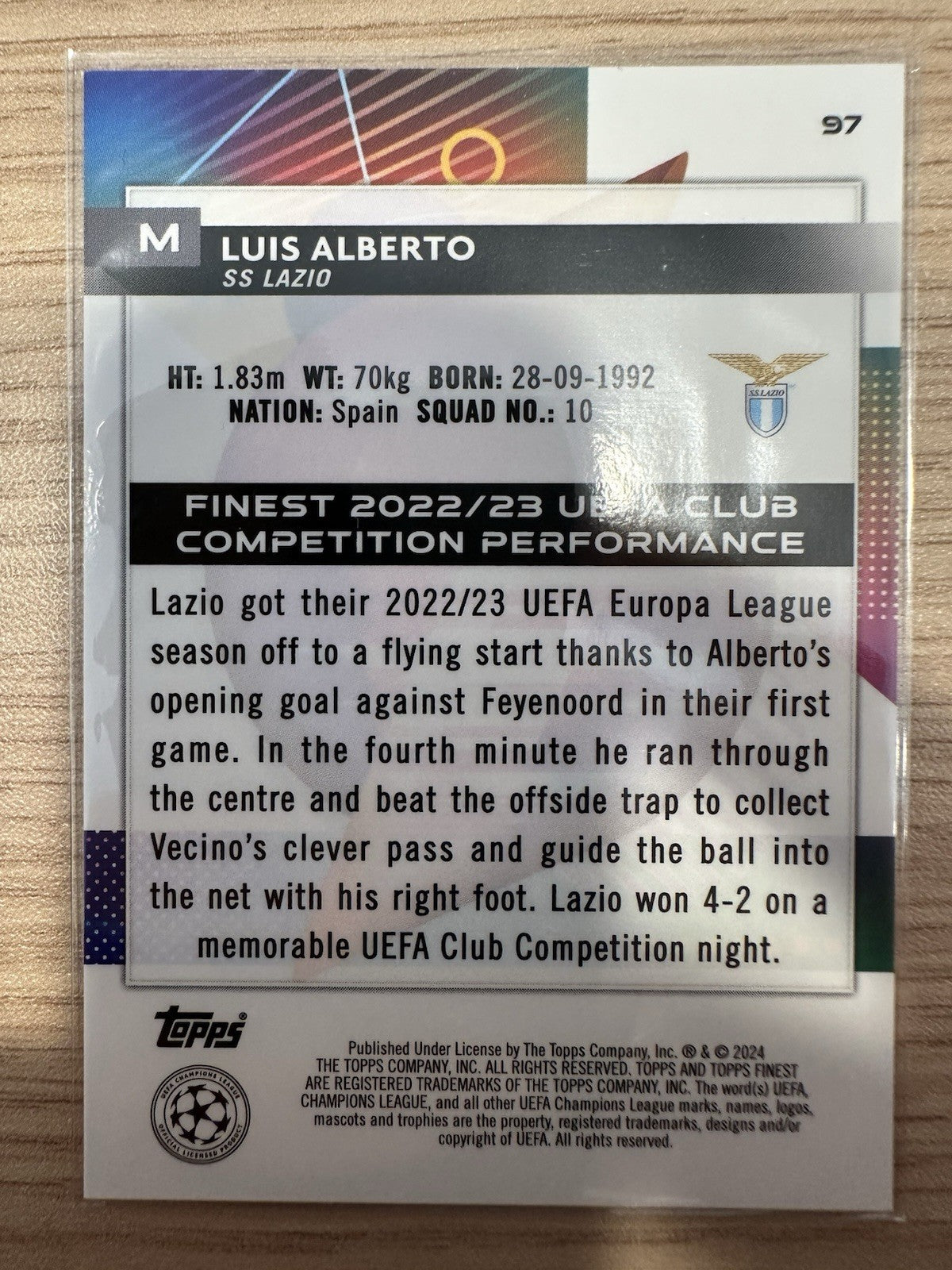 Luis Alberto 24/50 Topps Finest UCL 2024