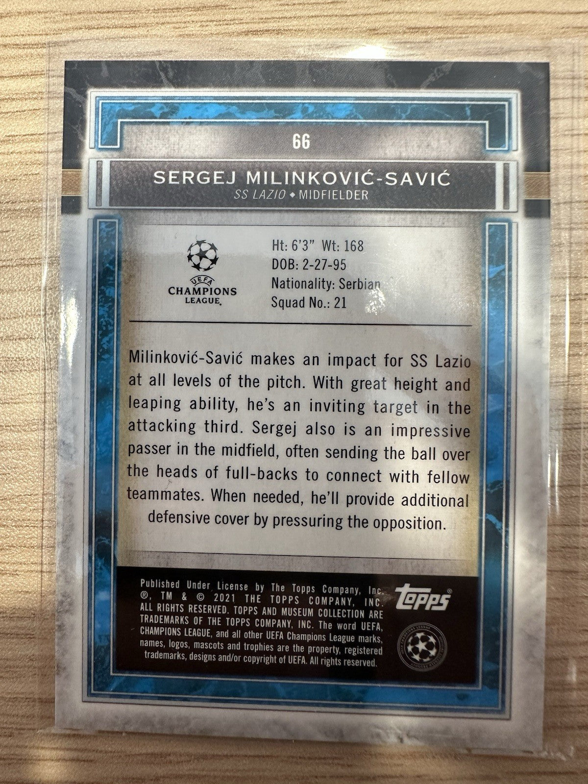 Sergej Milinkovic-Savic 29/50 Topps UCL 2021