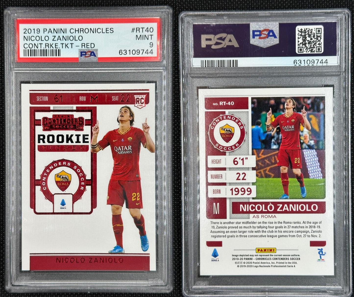 Nicolò Zaniolo Rookie Panini Chronicles 20219 PSA 9 MINT