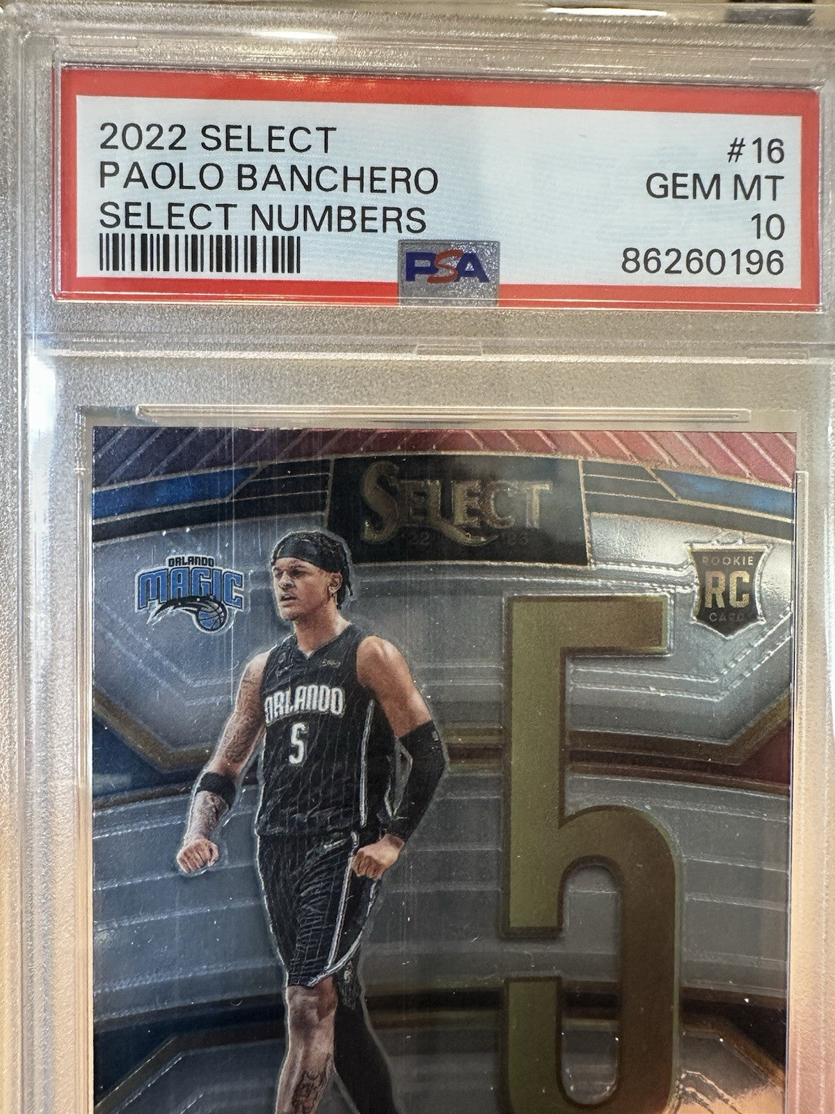Paolo Banchero Rookie Numbers PSA 10 Panini Select NBA 2022/23