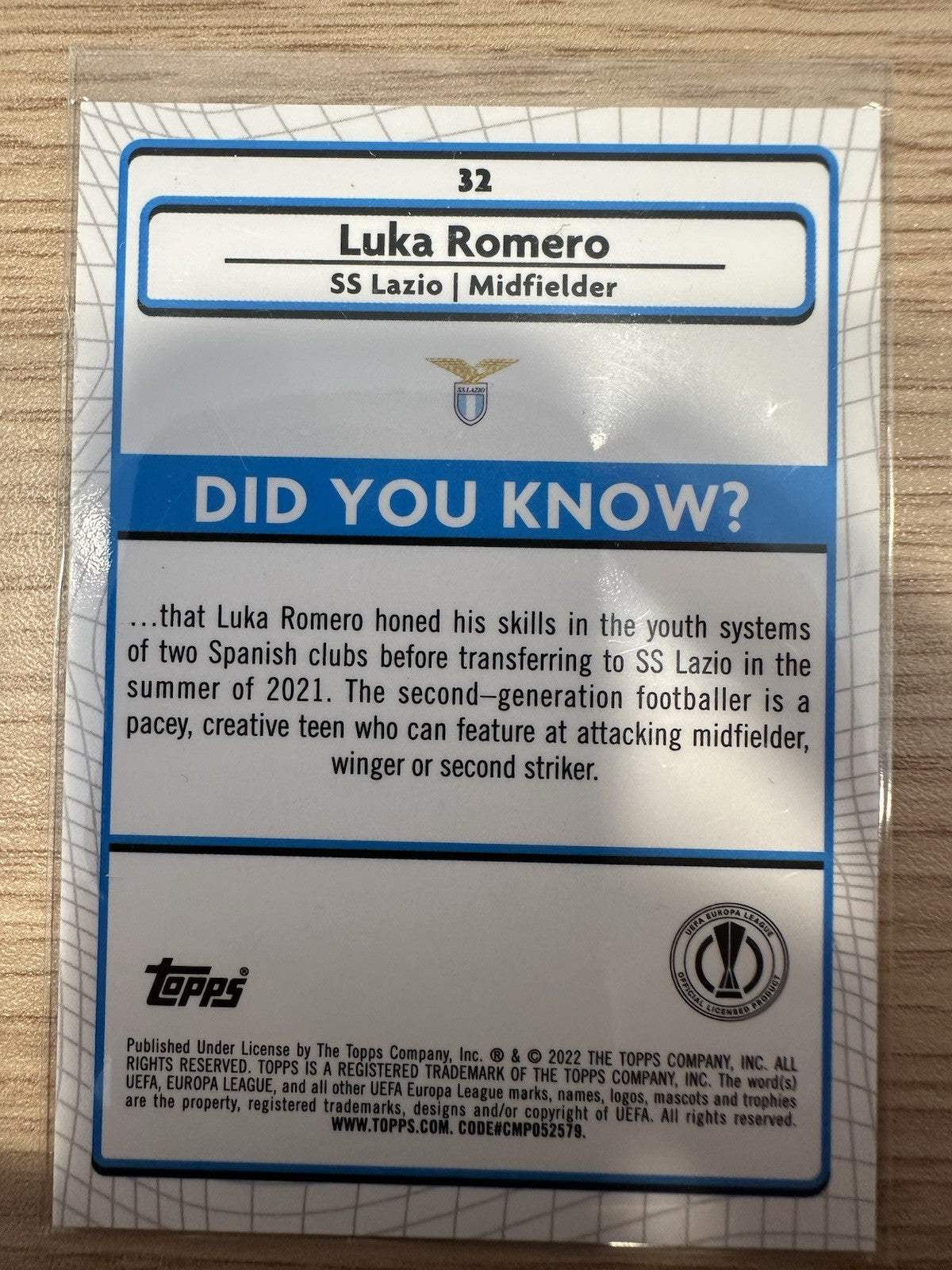 Luka Romero Rookie Topps Merlin UEL 2022