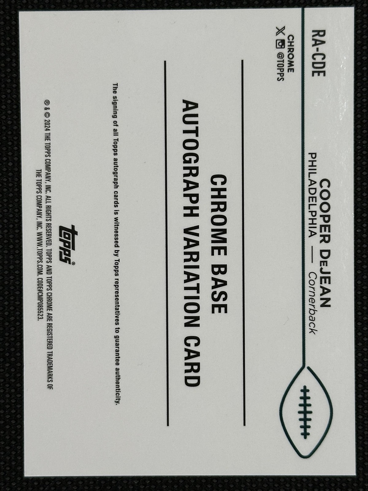 Cooper DeJean Rookie Autograph Topps Chrome Football 2024