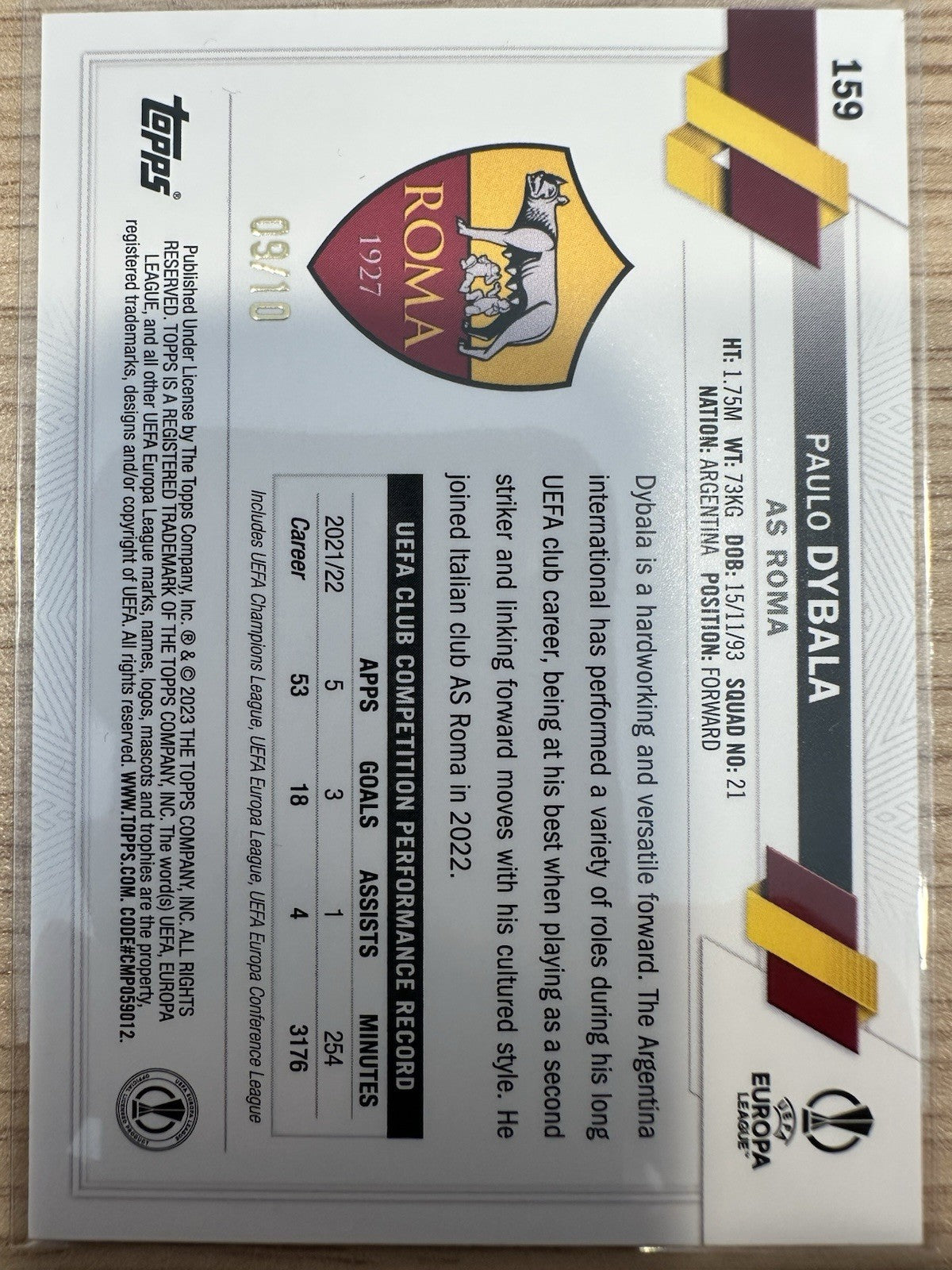 Paulo Dybala /10 Topps UEL 1st Edition 2023