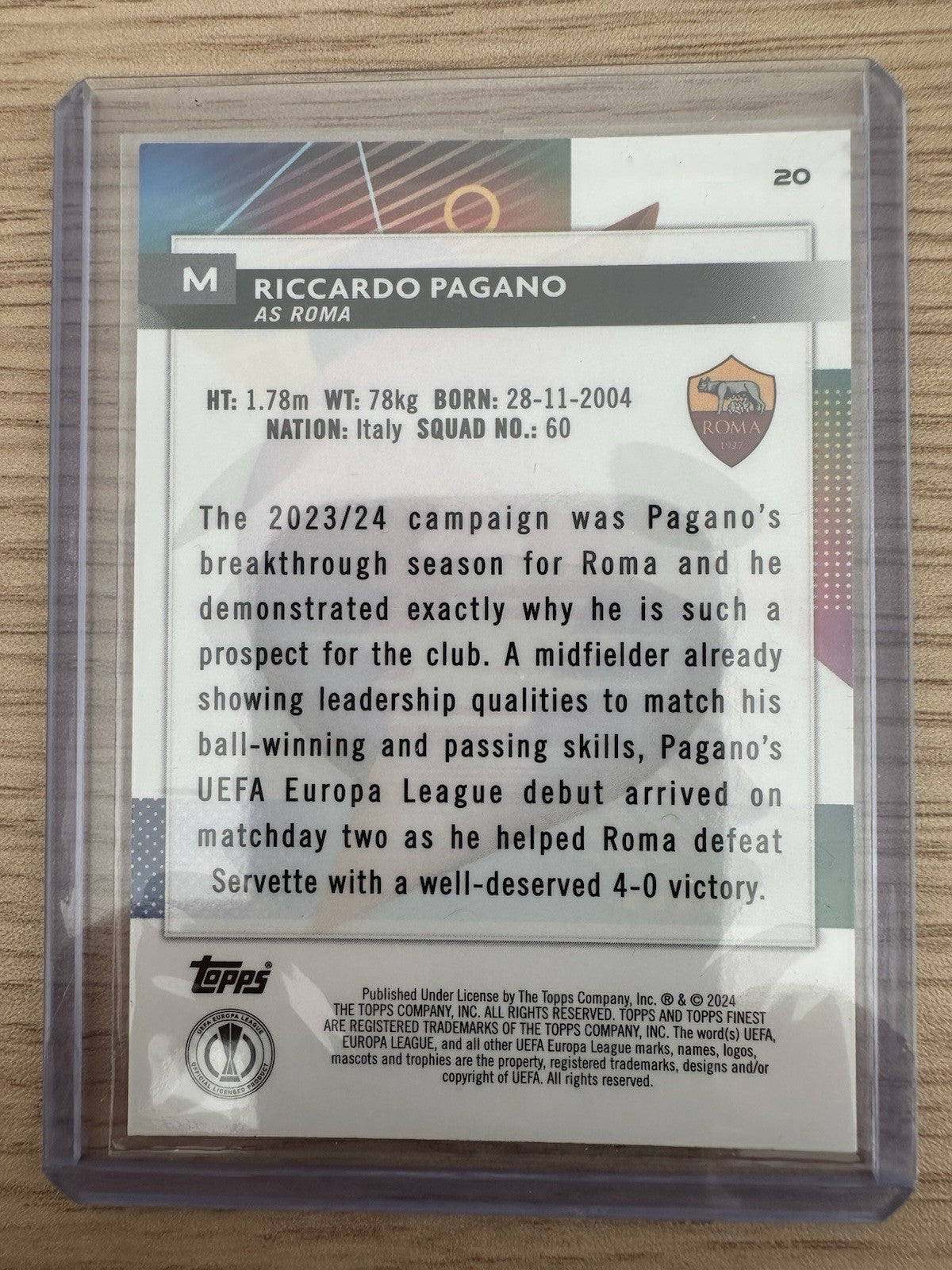 Riccardo Pagano 6/50 Topps Finest Rookie 2024