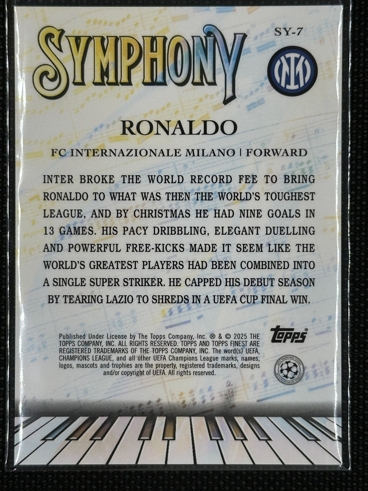Ronaldo Nazario /25 Topps Finest UEFA Champions League Symphony Inter