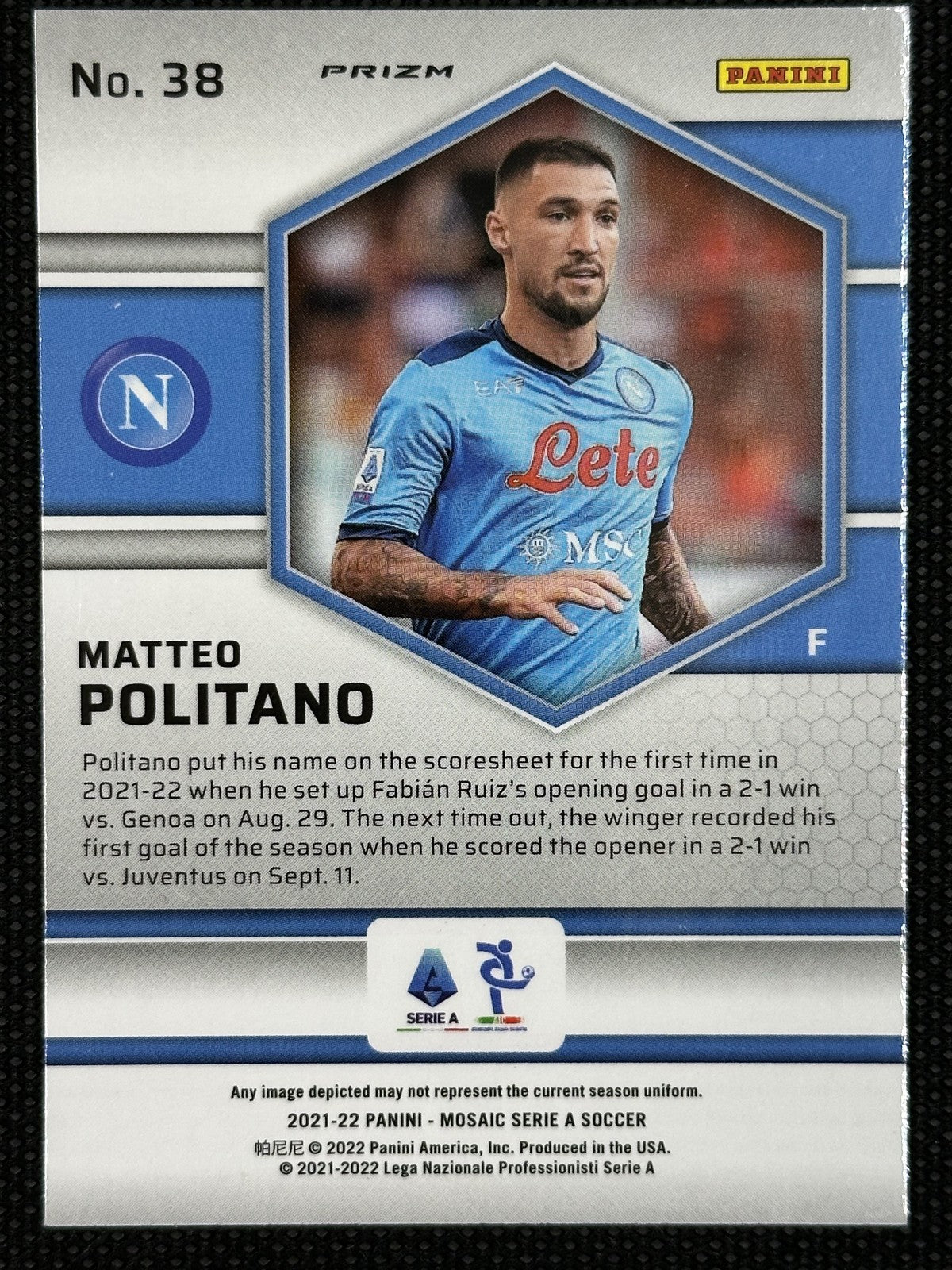 Matteo Politano Peacock Napoli Panini Mosaic Serie A 2021/22