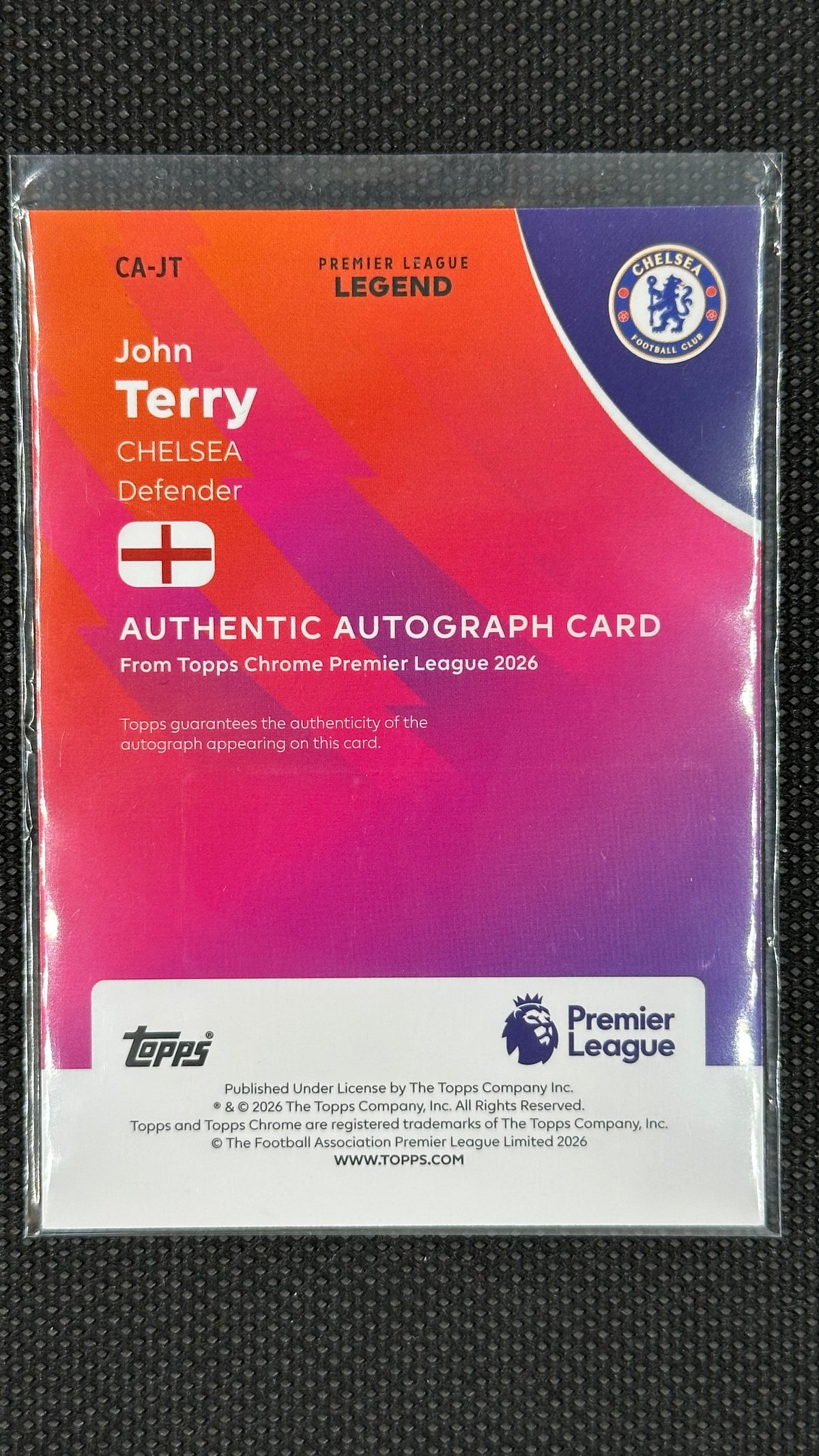 John Terry auto /99 Topps chrome premier league