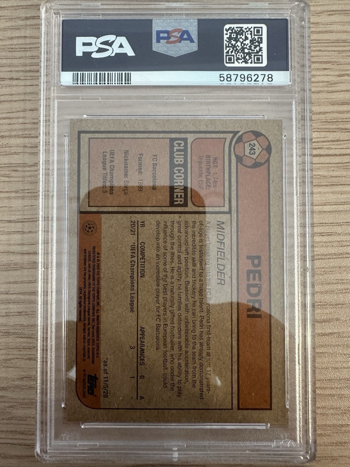 Pedri Topps Living Rookie 2020 PSA 10 GEM MT