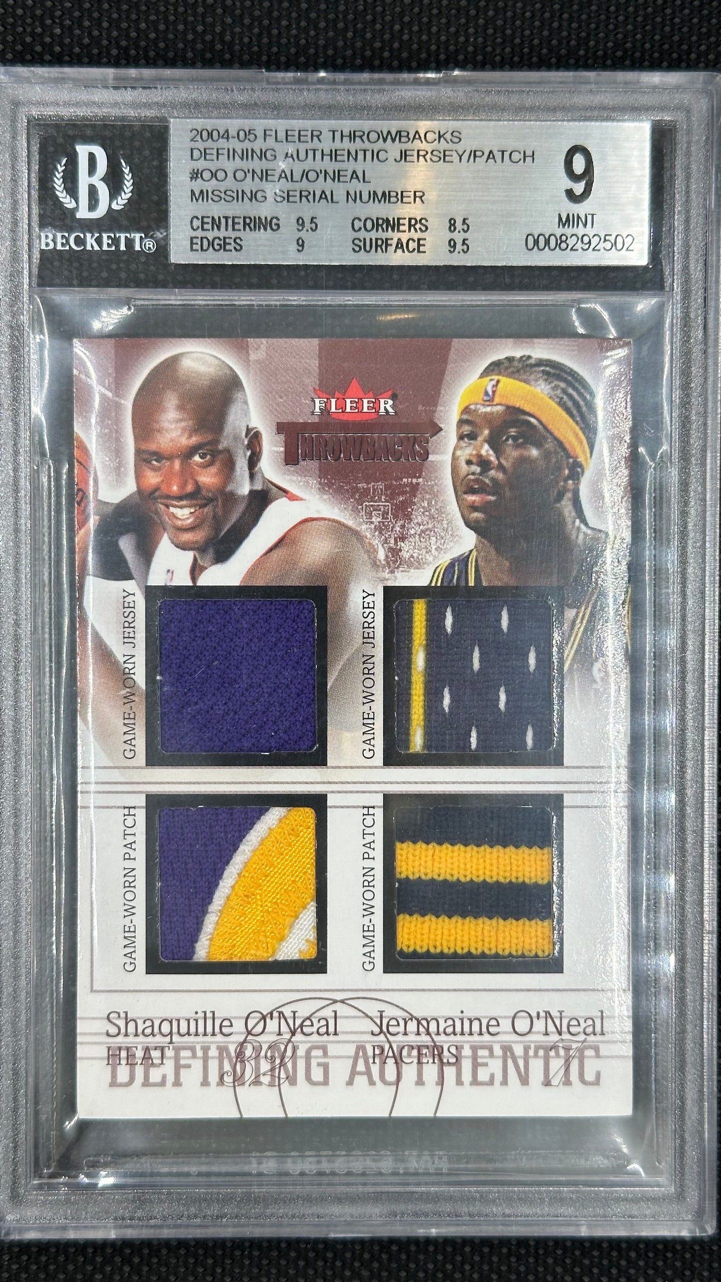 2004 THROWBACKS DEFINING AUTHENTIC JERSEY PATCH SHAQUILLE O'NEAL BGS 9 A6920-502