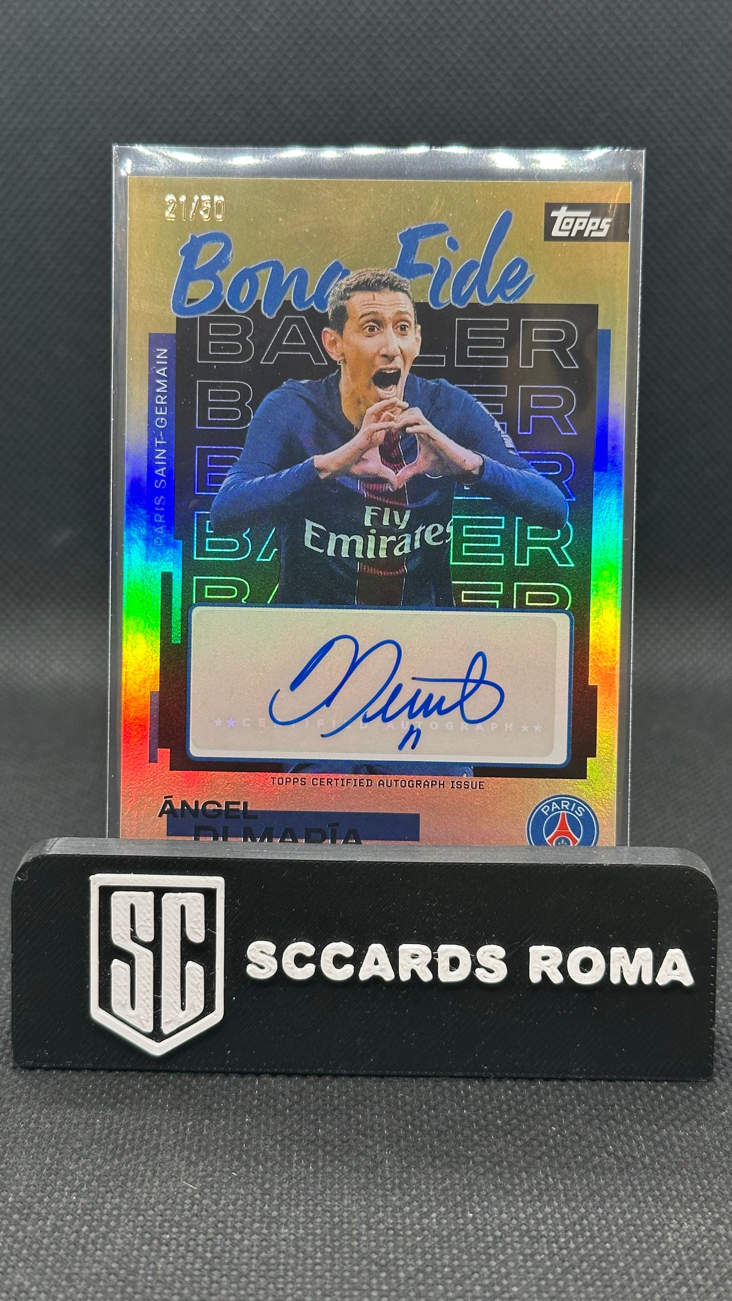 Angel Di Maria auto /50 gold bona fide Topps psg
