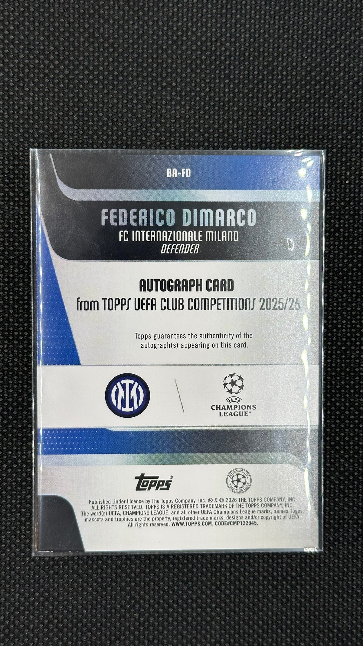 Federico Di Marco auto /25 Topps UCC