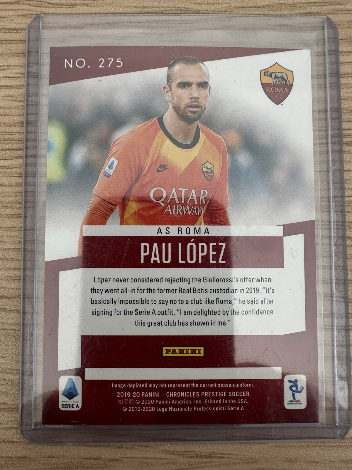 Pau Lopez Panini Chronicles Prestige 2019/20
