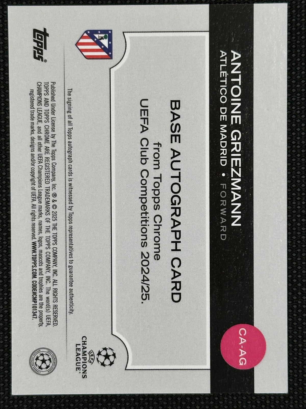 Antoine Griezmann Autograph /50 Topps Chrome UCL 2025