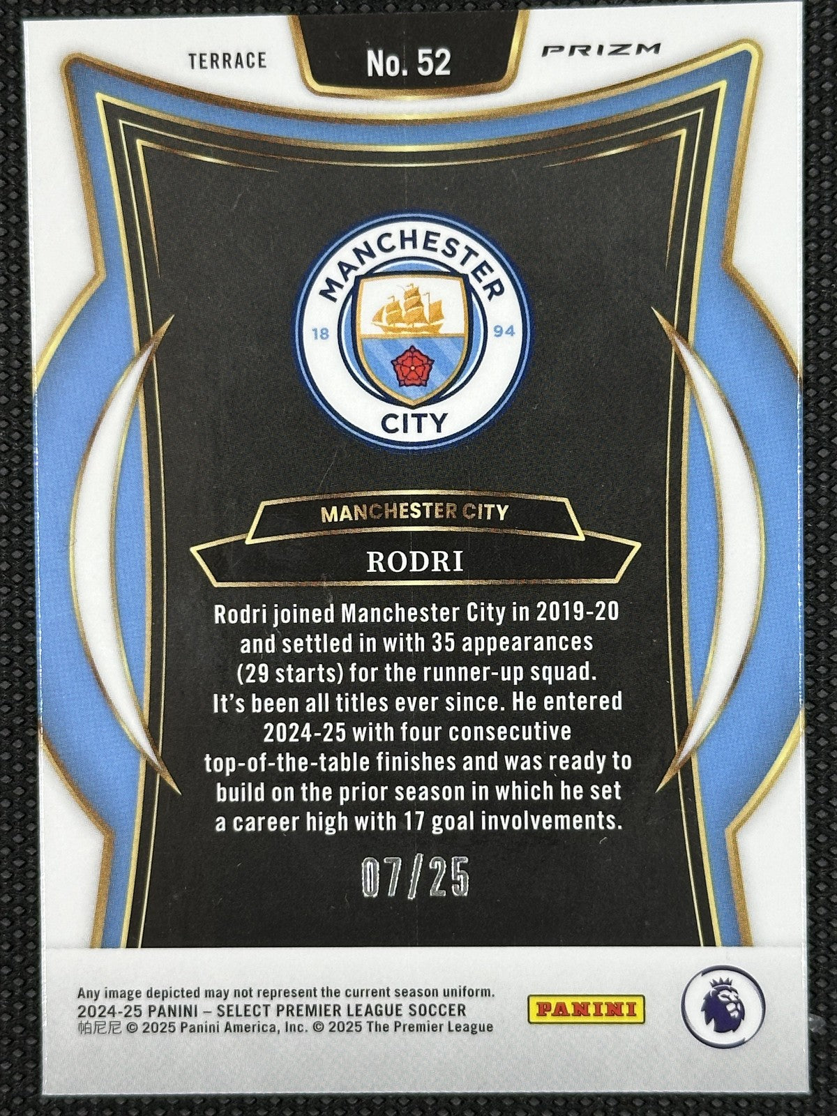 Rodri /25 Panini Select Premier League 2024/25