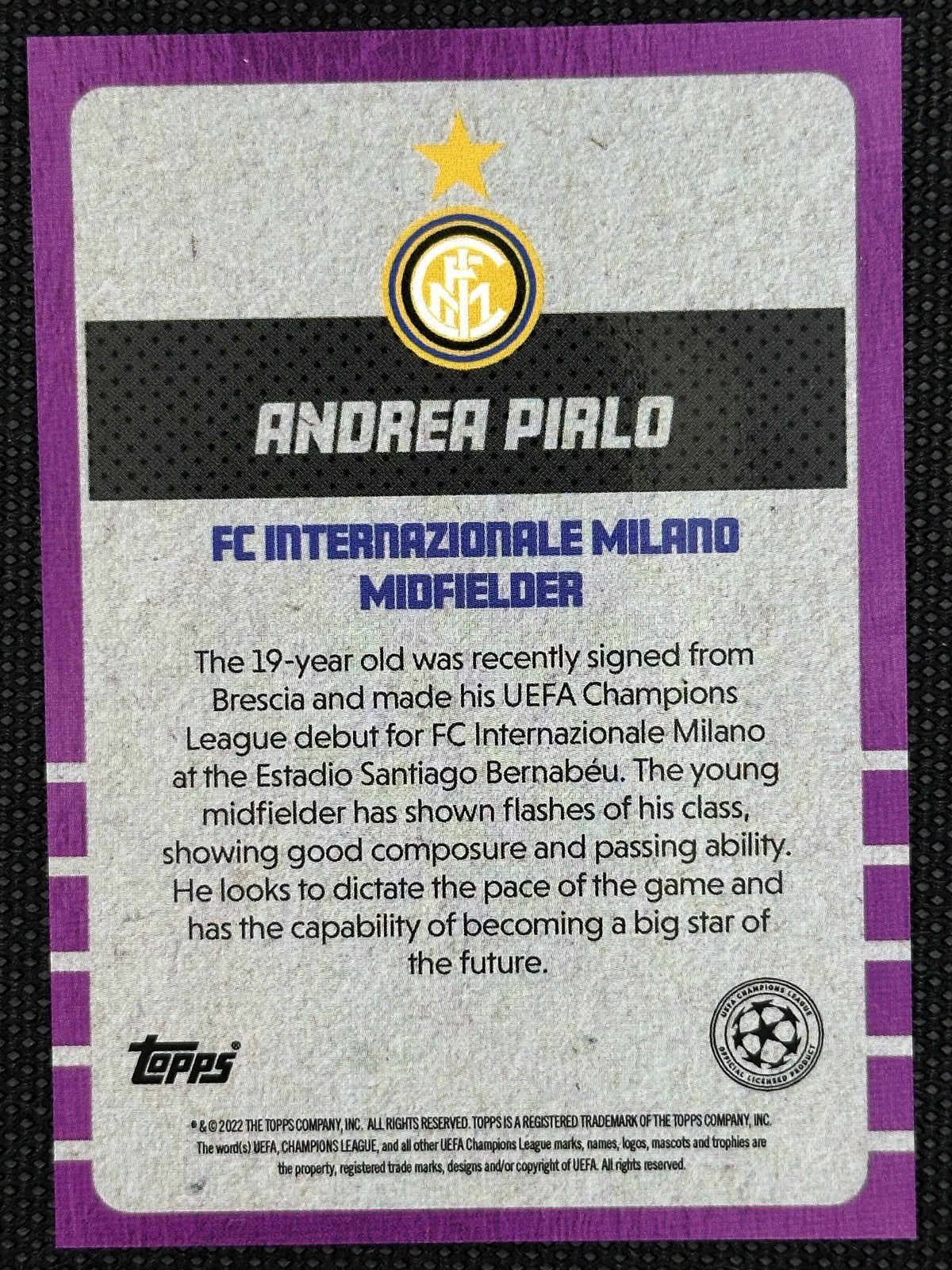 Andrea Pirlo Rookie /49 Topps UEFA Champions League 2022