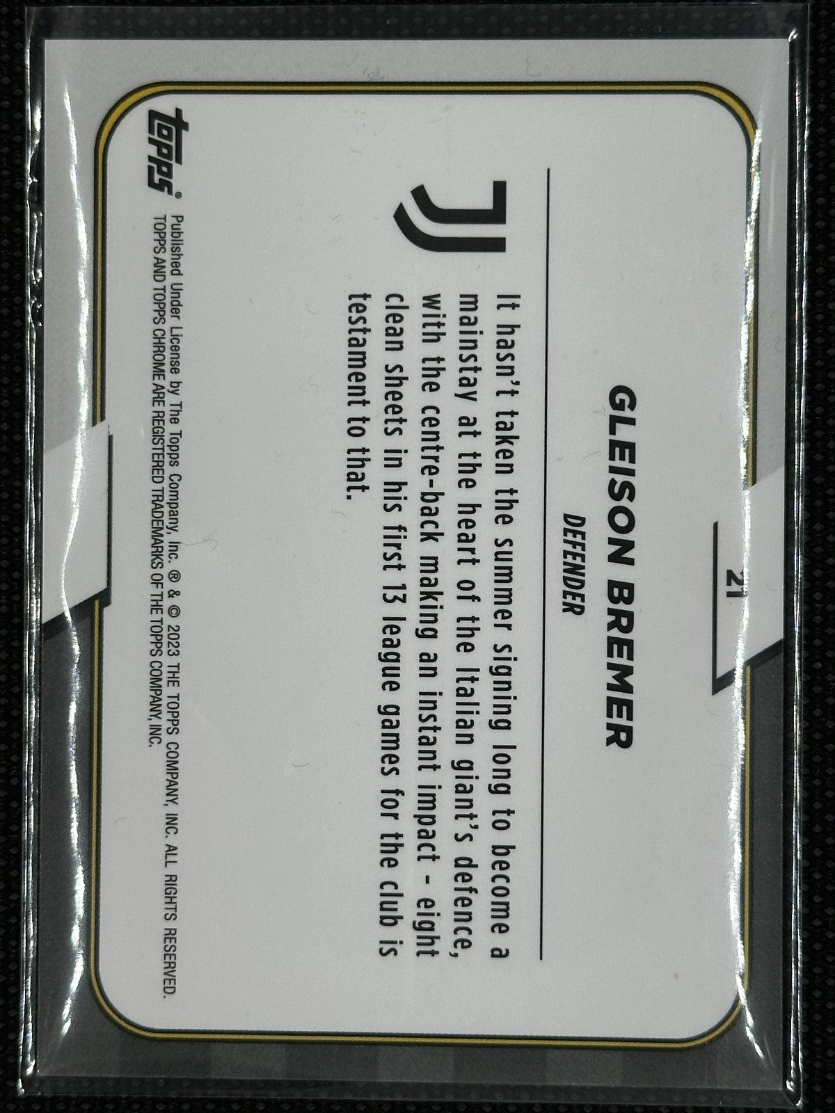 Gleison Bremer /5 Topps Chrome Juventus 2023