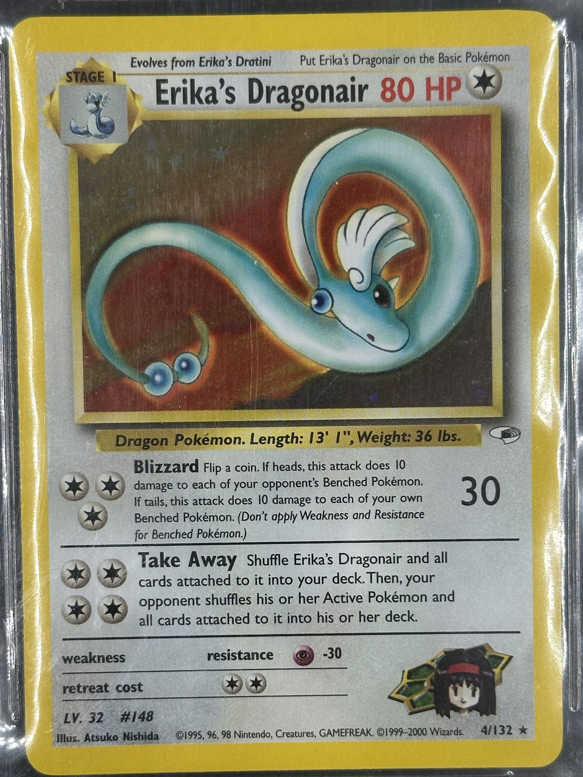 Erika's Dragonair Holo R 2000 Gym Heroes Unlimited BGS 8 NM-MT ENG