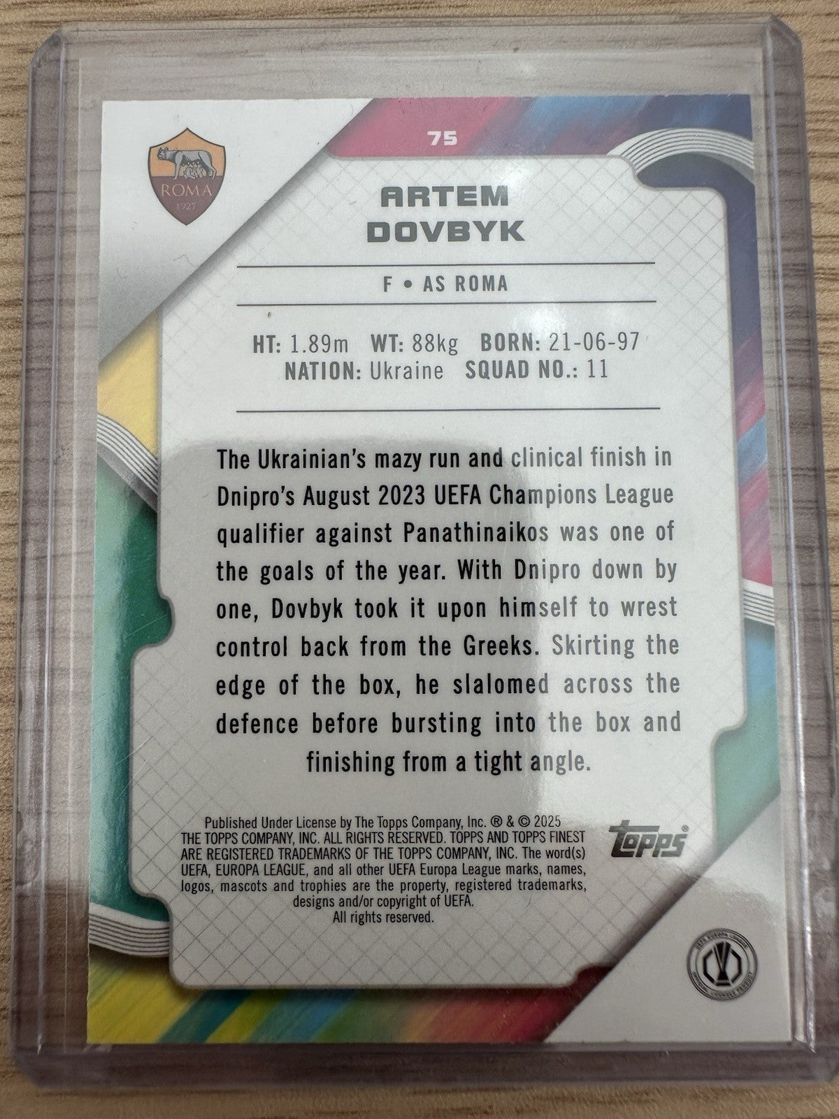 Artem Dovbyk /299 Topps Finest 2025