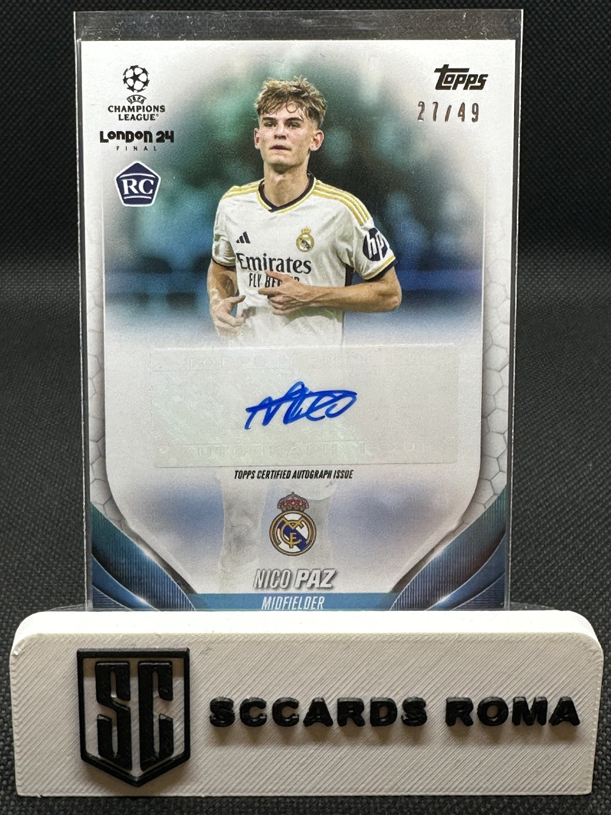 Nico Paz Autograph Rookie /49 Topps UEFA Champions League 2023/24 Real Madrid