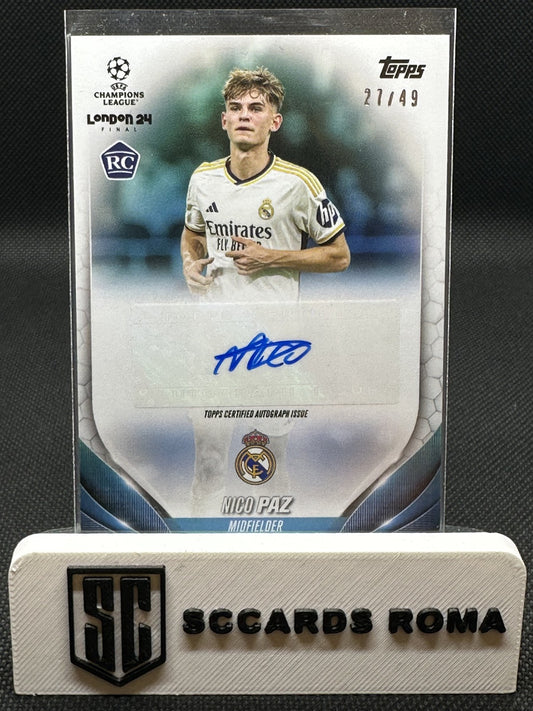 Nico Paz Autograph Rookie /49 Topps UEFA Champions League 2023/24 Real Madrid