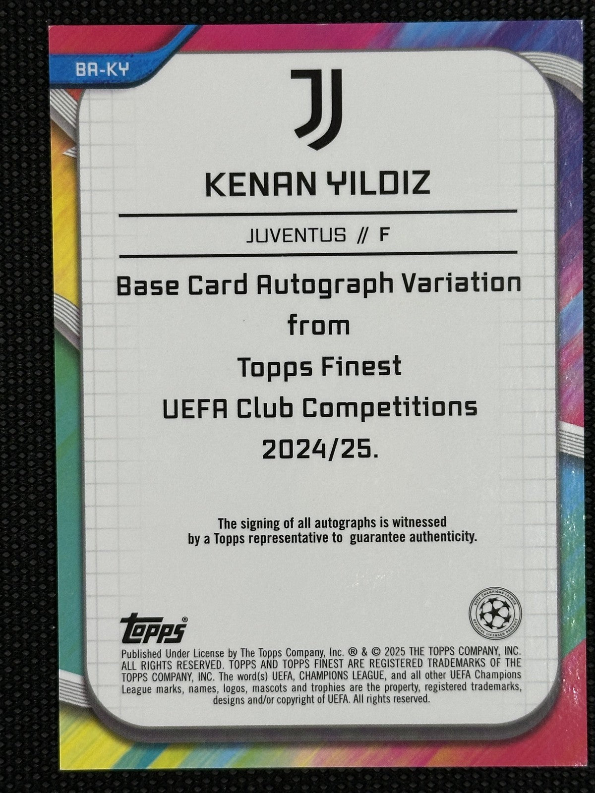 Kenan Yildiz Juventus Topps Finest Auto signature /299 2024/25