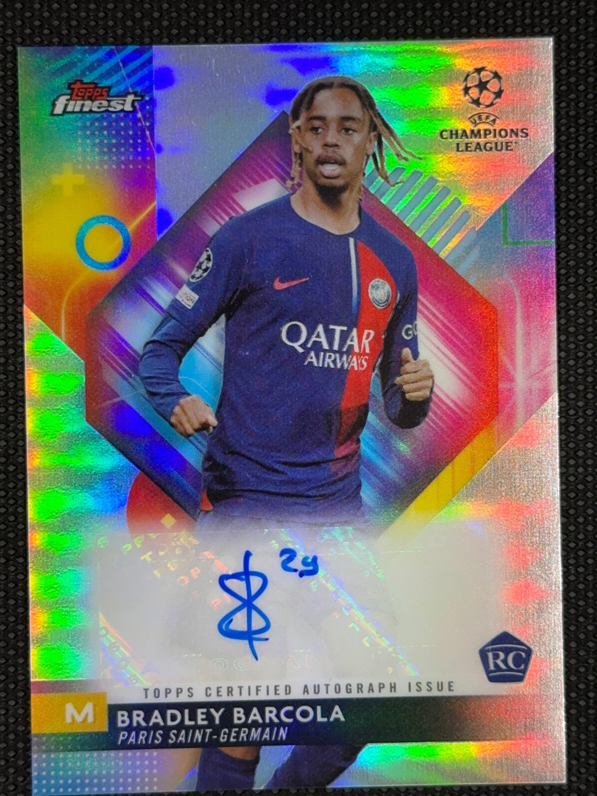 Bradley Barcola Autograph Rookie Topps Finest UCL 2023/24