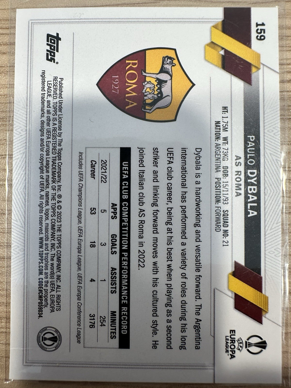 Paulo Dybala Inferno Foil Topps UEL 2023