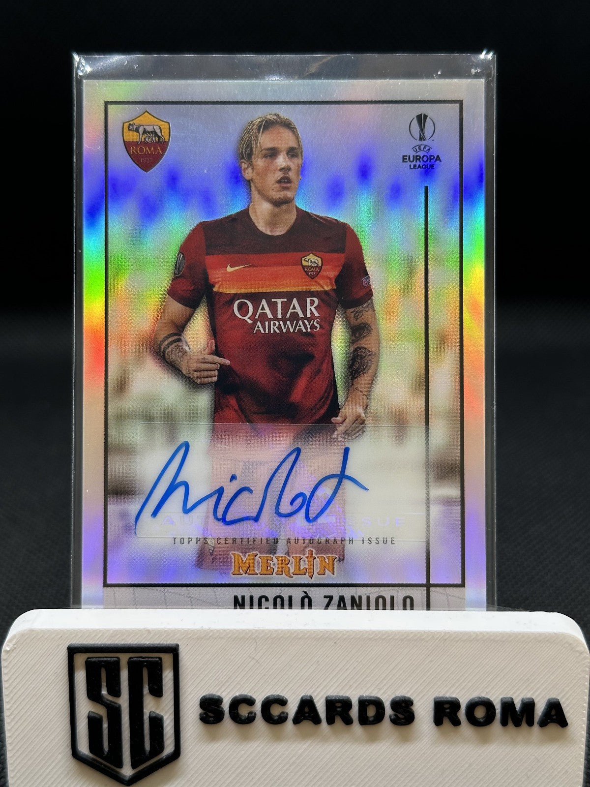 Nicolò Zaniolo Autograph Topps Merlin 2020/21 Europa League Roma