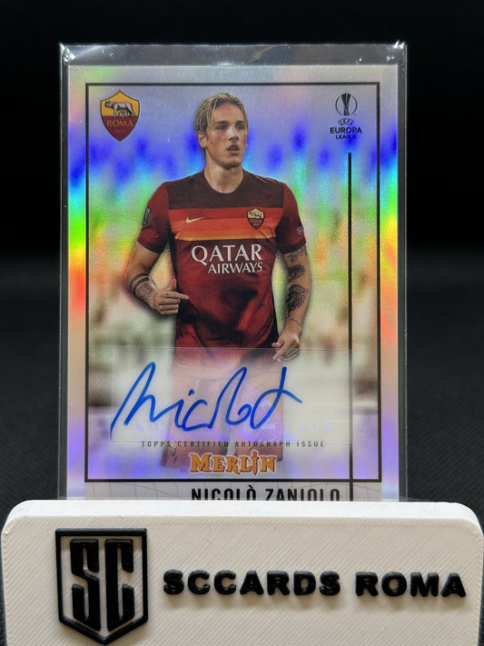 Nicolò Zaniolo Autograph Topps Merlin 2020/21 Europa League Roma