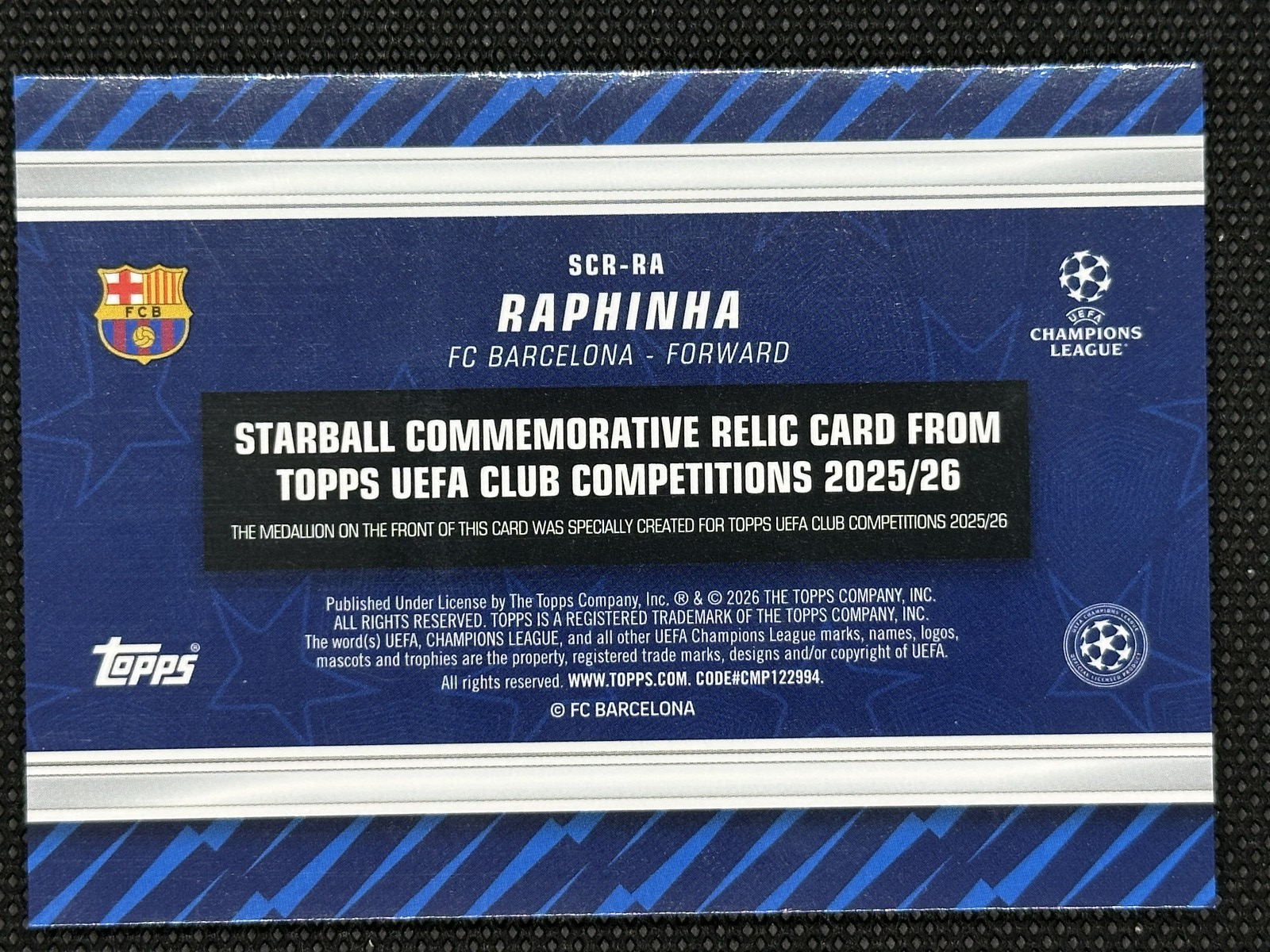 Raphinha Starball Commemorative Relic /99 Topps UCC Flagship Edition 2025/26