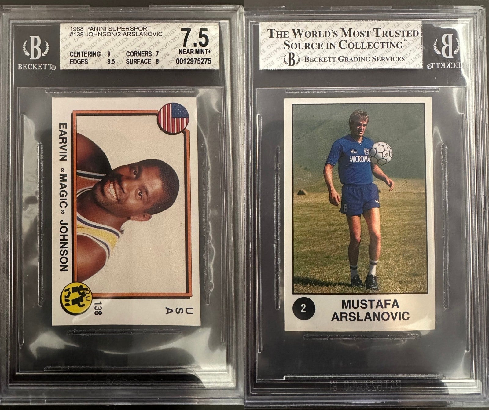 Magic Johnson/Mustafa Arslanovic 1988 Panini Supersport Beckett 7.5 Near Mint+