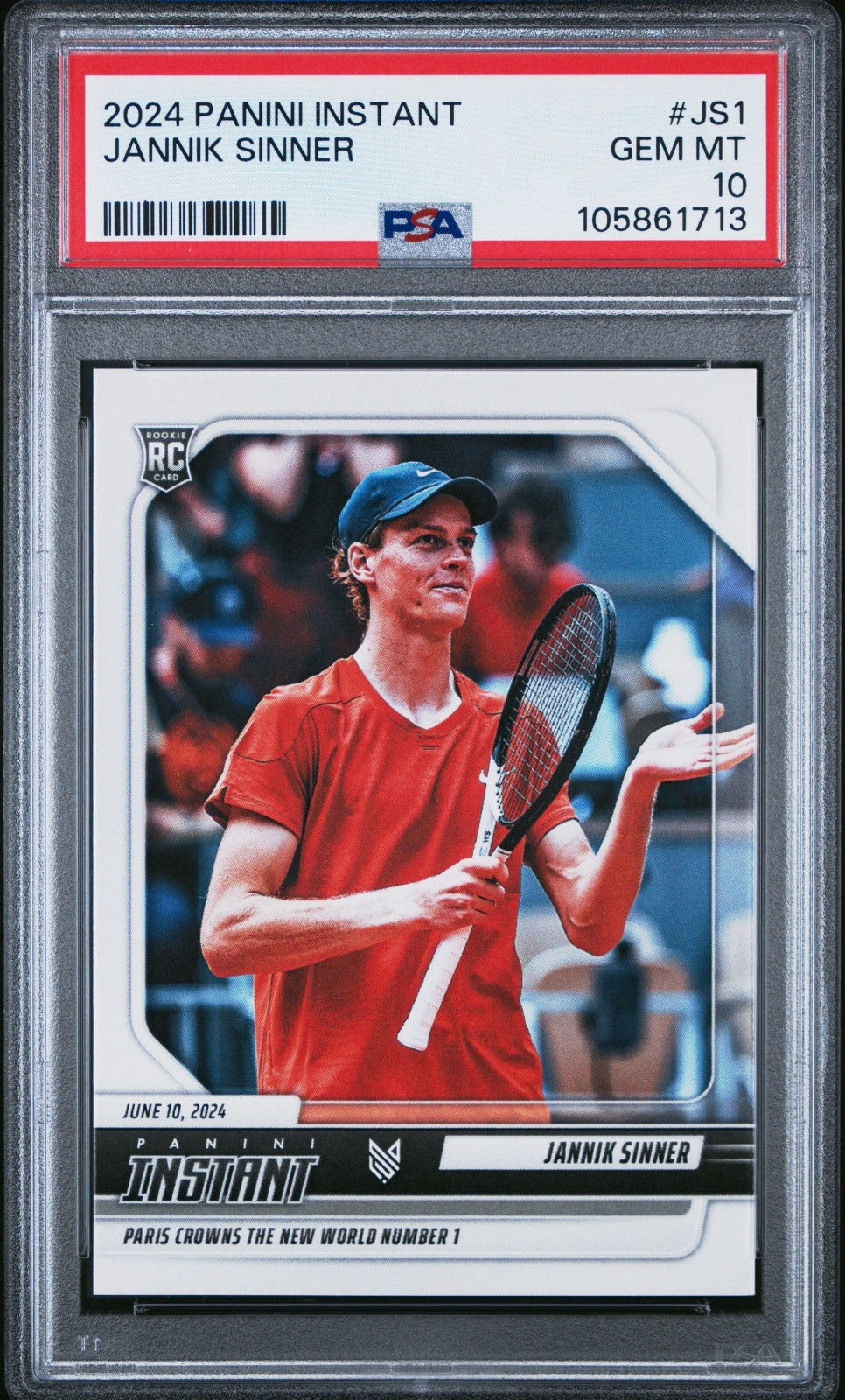 Jannik Sinner Rookie 2024 Panini Instant PSA 10 GEM MT