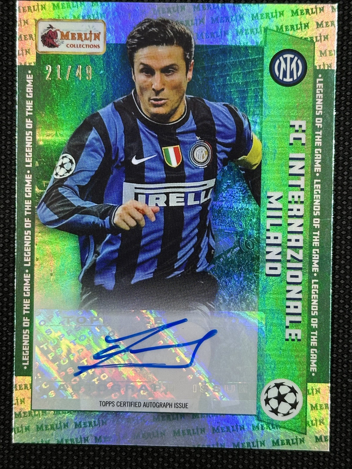 Javier Zanetti /49 Autograph Topps Merlin Heritage UCL 2023