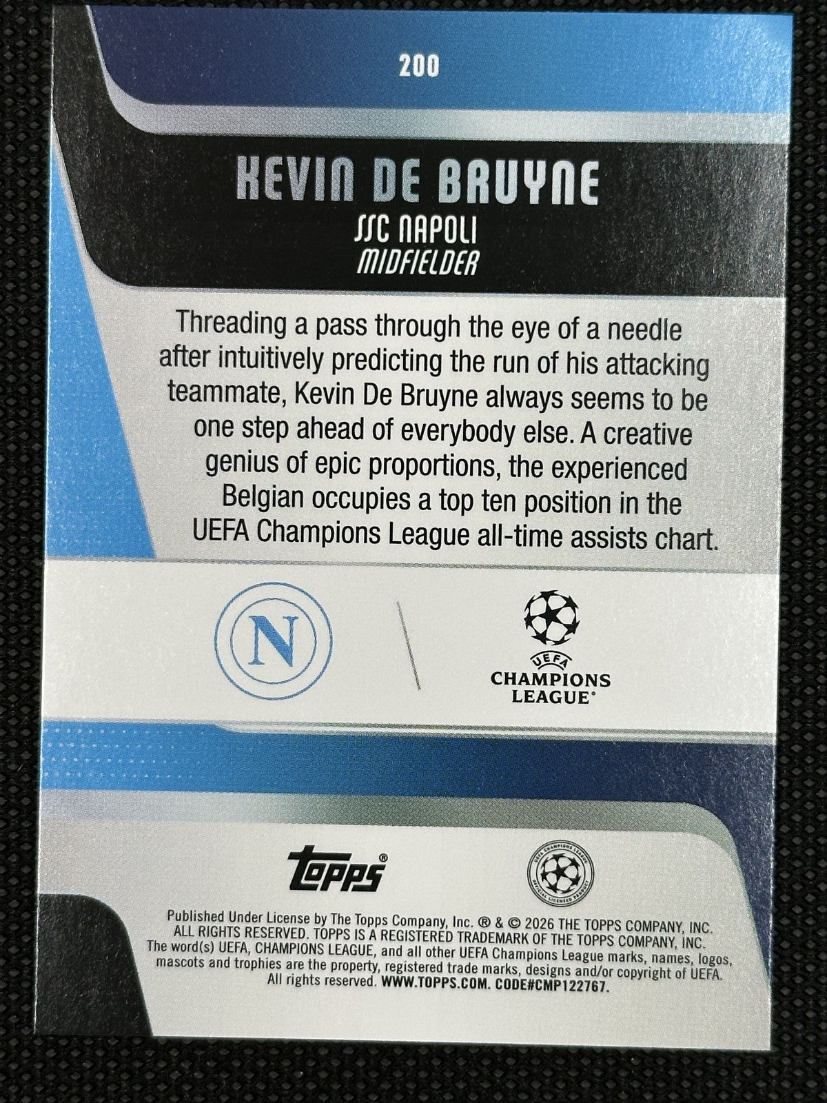 Kevin De Bruyne /10 Black Topps UCC Flagship Edition 2025/26