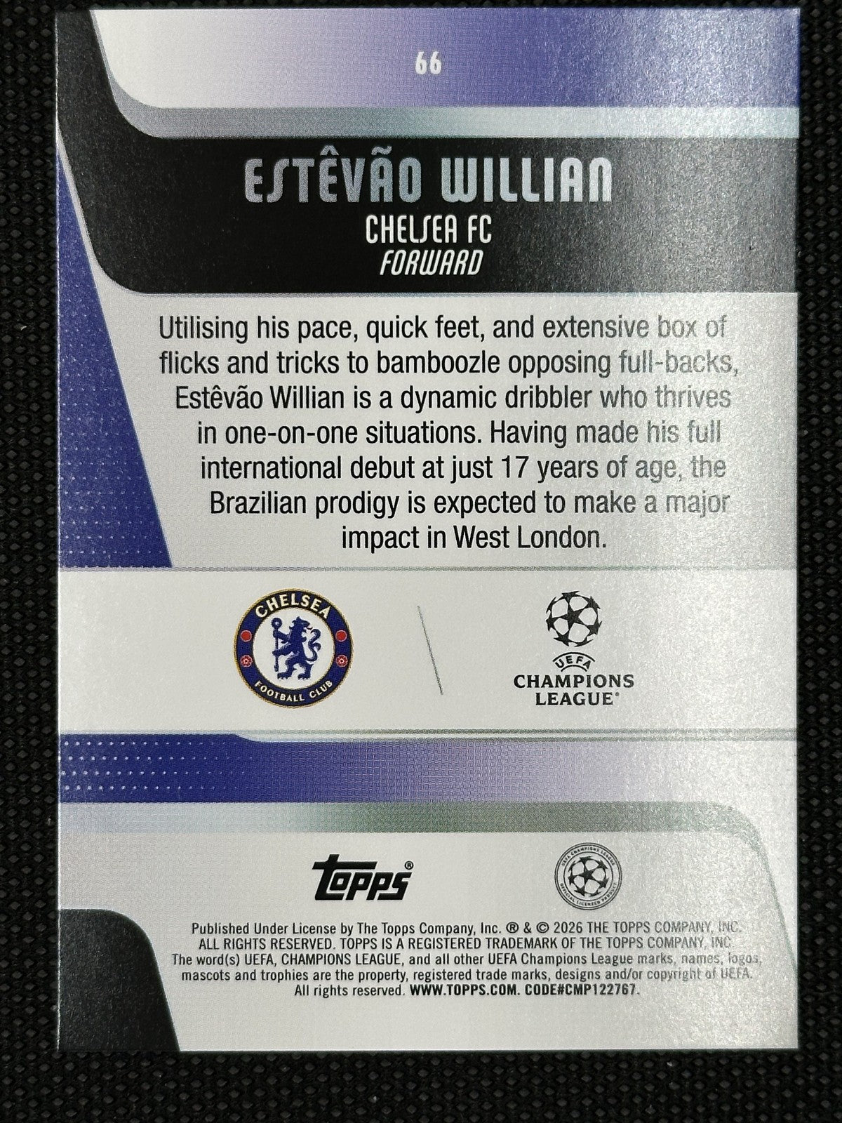 Estêvão Willian Rookie /150 Topps UCC Flagship Edition 2025/26