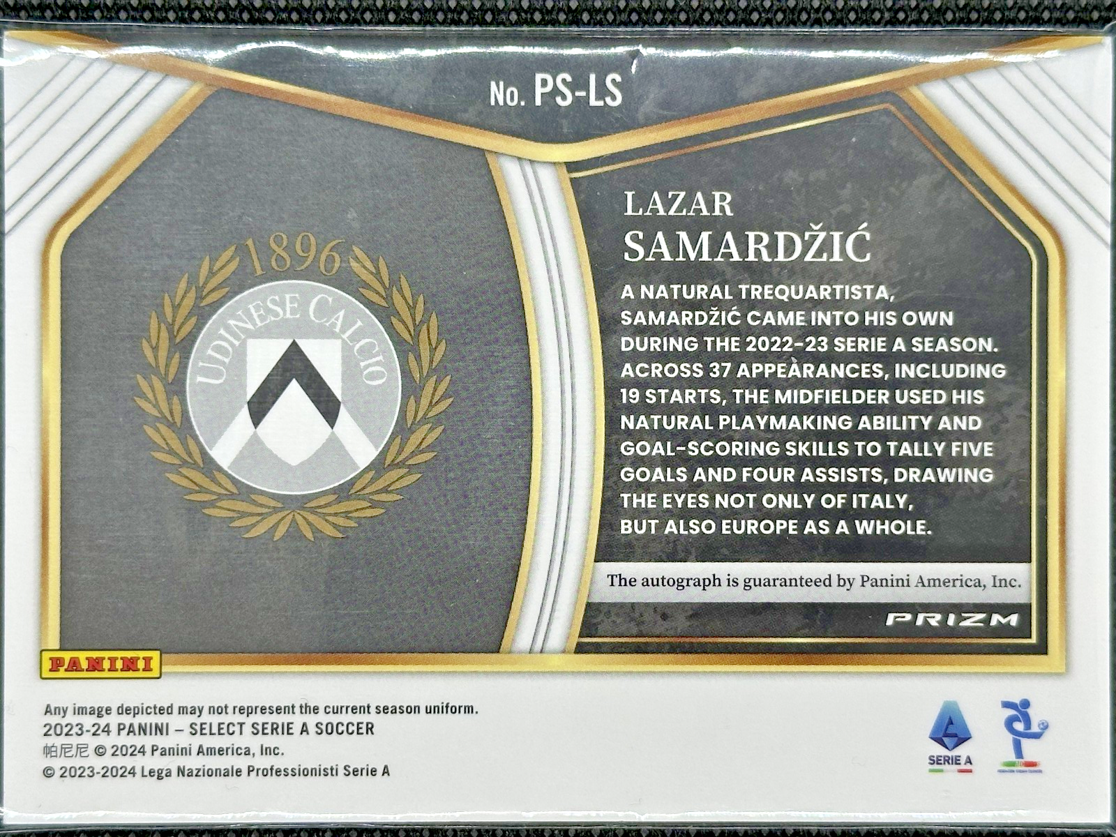 Lamar Samardzic Autograph Pitchside Signatures Panini Select 2023-24