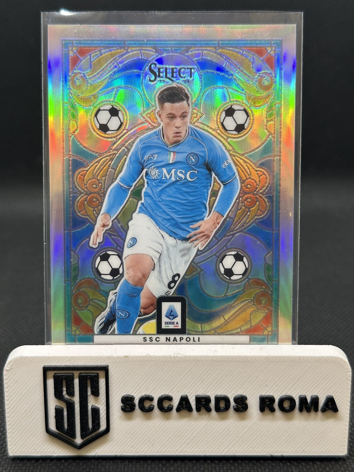 Giacomo Raspadori Steined Glass SSP Napoli Panini Select Serie A 2023/24