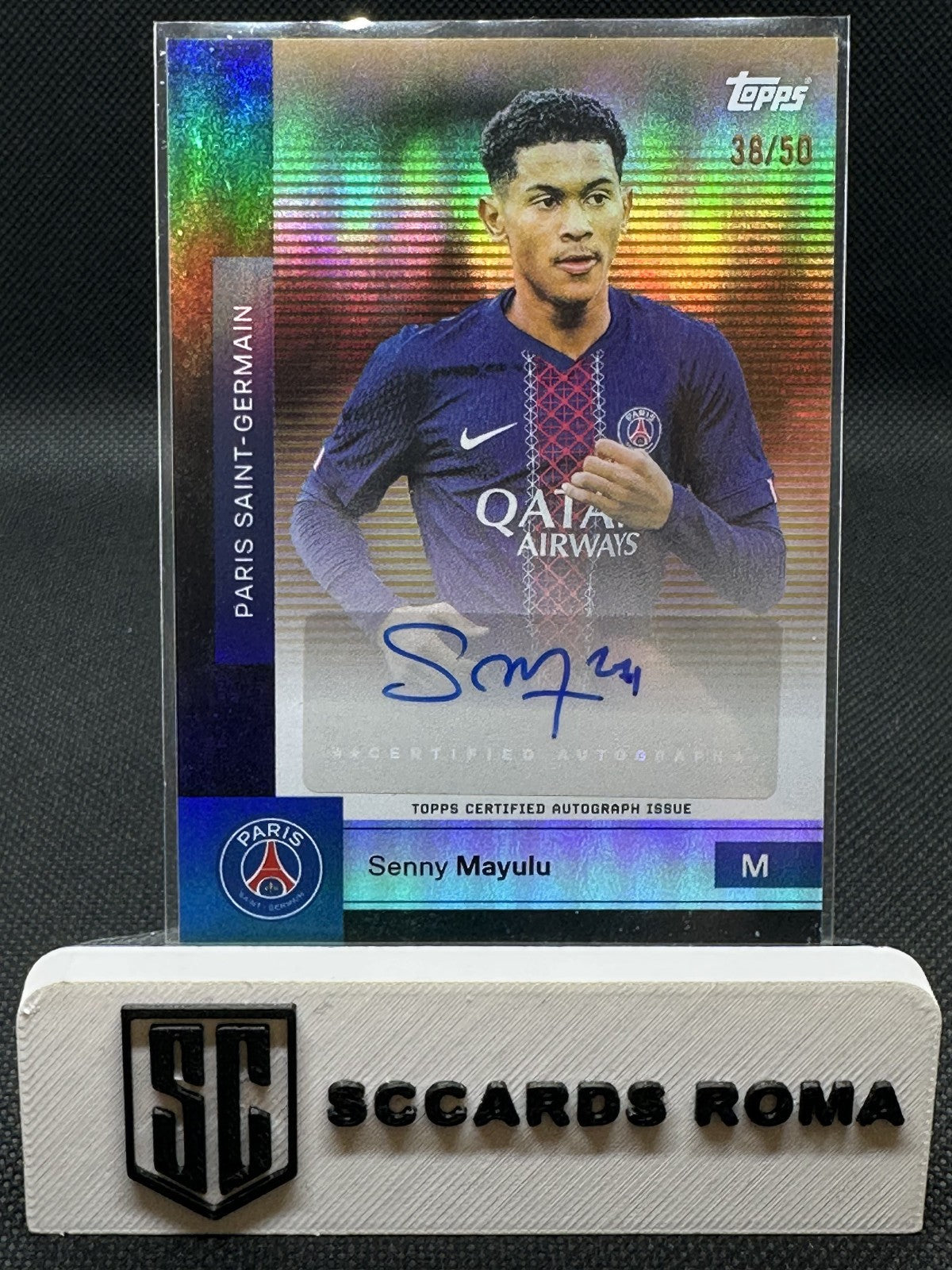Senny Mayulu Autograph /50 Topps Team Set Paris Saint-Germain 2025/26