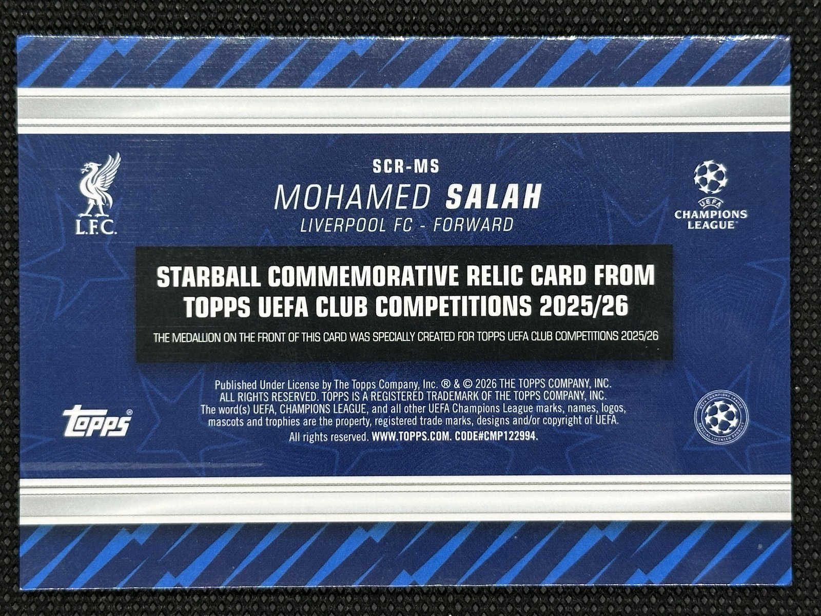 Mohamed Salah Starball Relic /50 Topps UCC Flagship Edition 2025/26