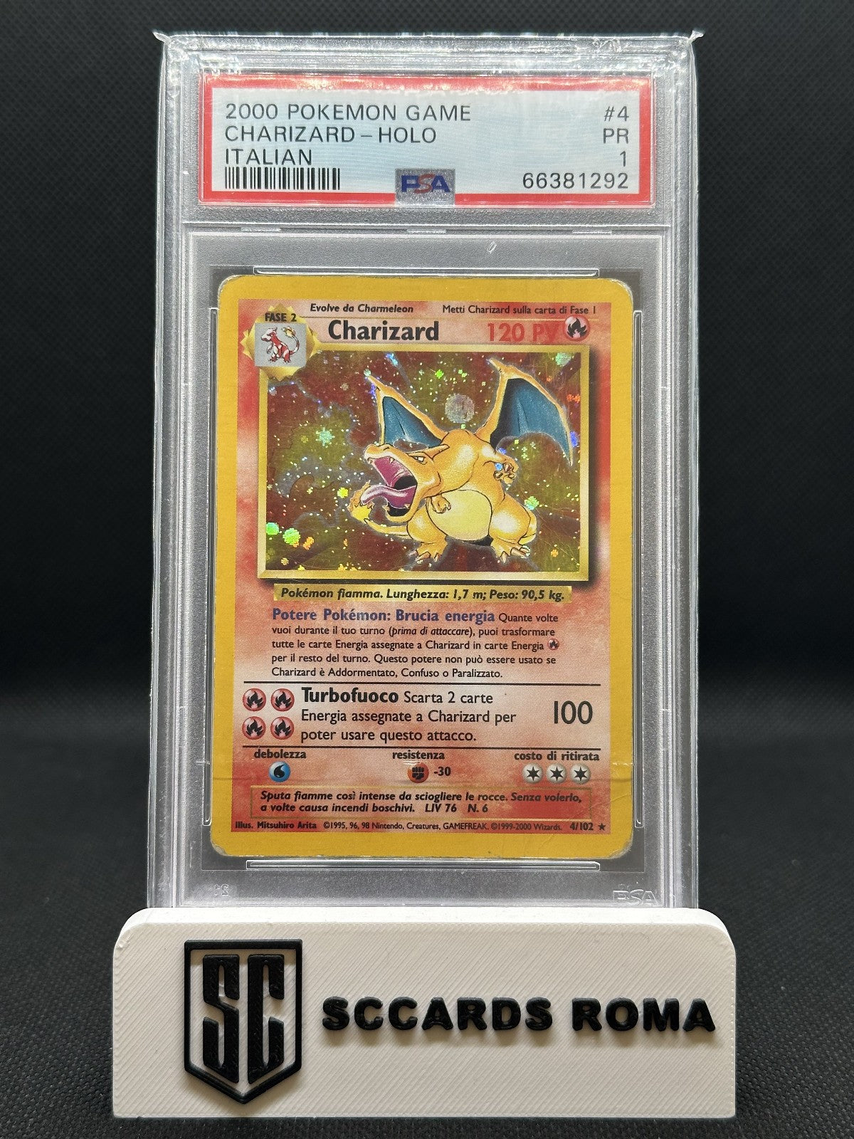 Charizard Holo 2000 Pokémon Game PSA 1 PR ITA