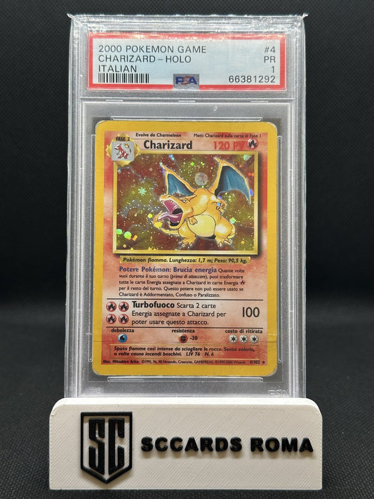 Charizard Holo 2000 Pokémon Game PSA 1 PR ITA