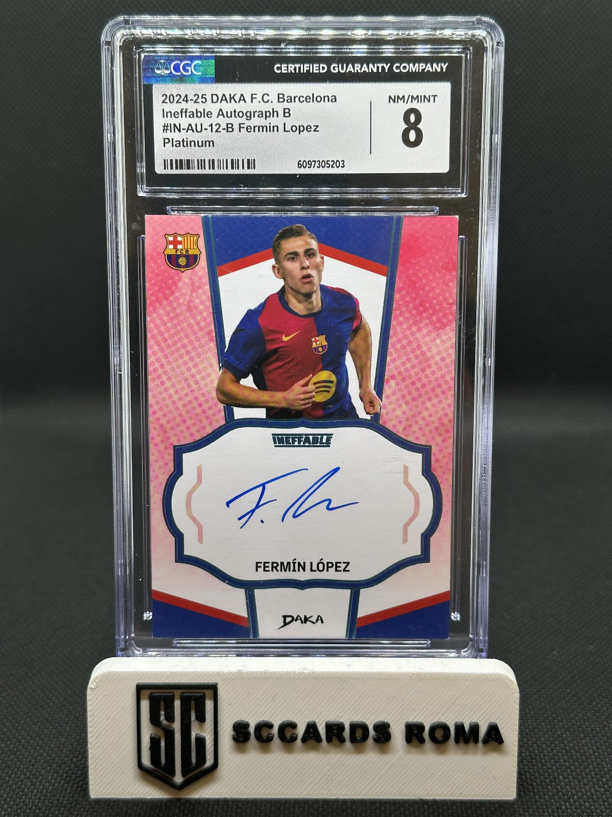Fermín López Autograph on card  1/1 DAKA F.C. Barcelona 2024/25 Ineffable CGC 8